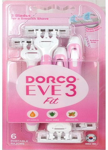 Жіночі одноразові бритви з 3 лезами для гоління, блістер Eve3 Fit 6шт (2-970541) Dorco (369790526)