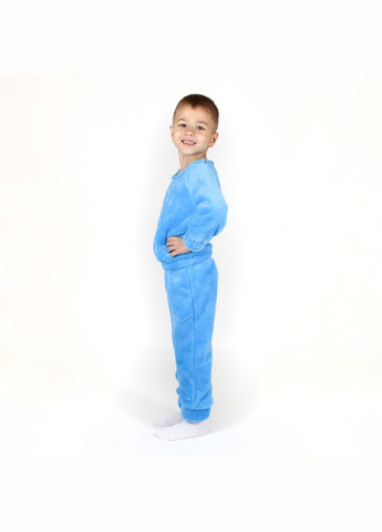 Голубая всесезон пижама детская теплая из однотонного плюша blue голубой dexter's