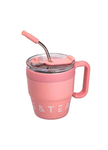 Термочашка Coffee & Tea з трубочкою рожева HP-14-23P (A-033292) Yiwu (346267046)