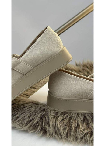 Женские женские бежевые балетки на платформе лоферы Loretta | бежевые однотонные искусственная кожа (365263585)