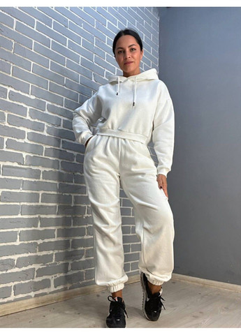 Костюм жіночий 478-480 коротке худі з капюшоном та брюки джоггери на резинці фліс Quzen (304062653)