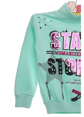 Водолазка на флісі для дівчинки трикотажна Star м'ятна 128 см (34780) BABYKROHA (297200606)