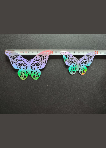 3D дзеркальні наклейки метелика срібло 12 шт JJ305-B Colorul No Brand (302242295)