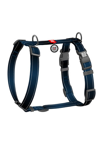 Шлея для собак Nylon Mono з QR, світловідбивна, XL, Ш 25 мм, А 60-100 см, В 68-100 см, темно-синя WAUDOG (332256884)