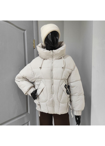 Молочна зимня куртка жіноча зима дута капюшон укорочена тепла молоко No Brand