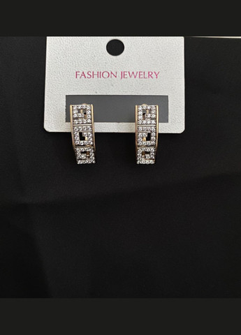 Сережки прямокутні з камінням золотого кольору англійський замок 32779 Fashion (335015197)