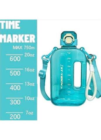 Пляшка ST-YIBEN для води із BPA-free пластику 750 мл. З ручкою. Бірюзова No Brand (296101758)