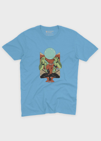 Голубая демисезонная футболка для мальчика с принтом супергероя - человек-паук (ts001-1-lbl-006-014-020-b) Modno