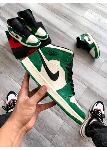 Сірі Осінні кросівки чоловічі nike air jordan 1 mid green white v2 найк аір джордан No Brand