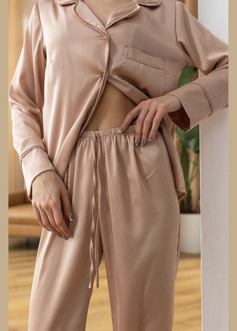 Бежева всесезон жіноча піжама брючна пбж1300 беж сорочка + брюки MiaNaGreen