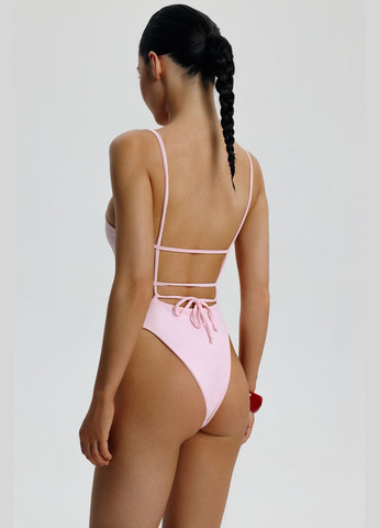 Розовый летний купальник с открытой спиной розовый 641 Papaya