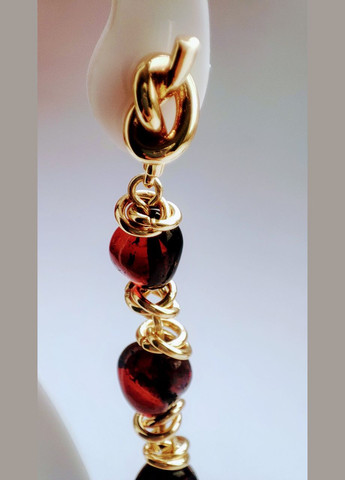 Сережки 2506 з натурального бурштину відтінок рубін MINOV (311310520)