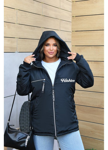 Чорна демісезонна жіноча демісезонна куртка на синтепоні No Brand