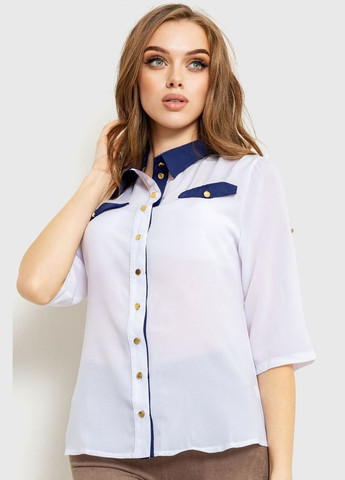 Комбинированная демисезонная блуза классическая, цвет бело-синий, Ager