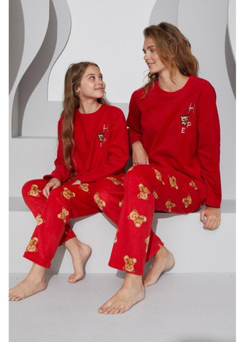 Красная зимняя женская теплая пижама из флиса полар hope кофта + брюки Leyla