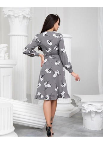 Сіра повсякденний сукня sa-389 сірий ISSA PLUS