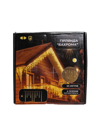 Уличная гирлянда Бахрома 25 м 405 LED черный провод Желтый 25MBY No Brand (369478045)