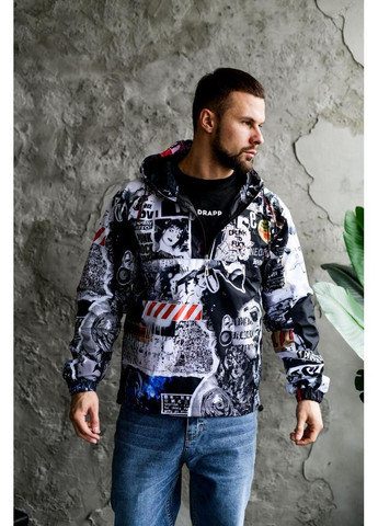 Комбинированная демисезонная анорак мужской не утепленный весна осень на стильной подкладке No Brand