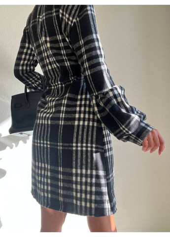 Чорна сукня сорочка кашемірова на ґудзиках у клітинку,з поясом Україна