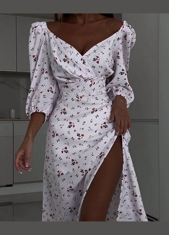 Белое повседневный, кэжуал, коктейльное, вечернее платье женское Україна с цветочным принтом