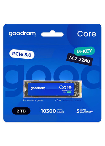 Накопитель SSD 2TB Core M.2 2280 PCIe 5.0 x4 NVMe 3D NAND (SSDR-GRC01-2K0-80) Goodram (370217606)