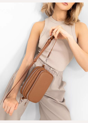 Женская классическая сумка кросс-боди на ремешке на три отдела коричневая No Brand (296008239)