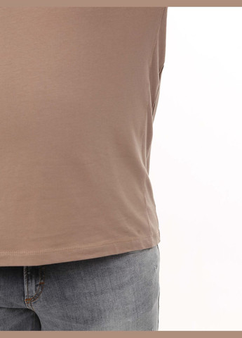 Коричнева футболка чоловіча коричнева однотонна широка з коротким рукавом Jean Piere Вільна