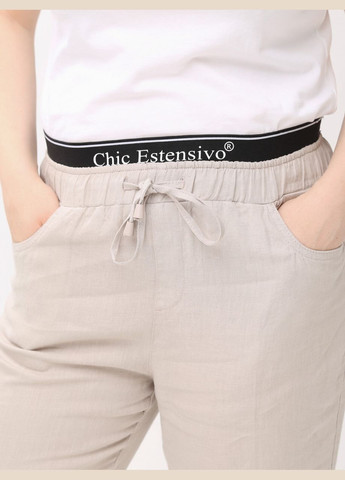 Брюки женские светло-бежевые МОМ льняные летние Estensivo MOM (297373560)