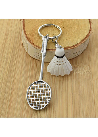 Брелок для ключів Бадмінтон спортивний металевий Білий 99_7_0_1C No Brand (367738723)