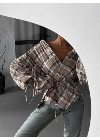 Жіноча сорочка в клітинку на ґудзиках та шнурівкою Україна (353492867)