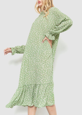 Оливковое платье свободного кроя с цветочным принтом,, 204r201 Ager