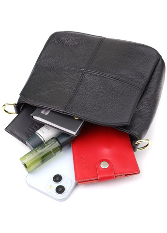 Сумка крос-боді через жіноче плече з натуральної шкіри середня Чорний 38356 Vintage (355245194)