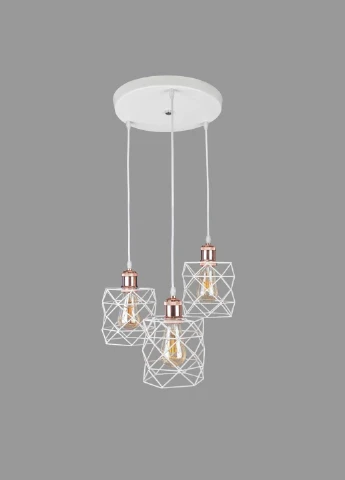 Біла люстра на три плафони з патроном рожеве золото (56-PR105F-3 WH+RG (300)) No Brand (370070451)