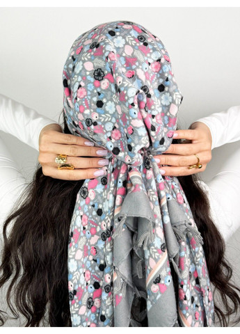 Бандана з імітацією хустки з китицями з кашеміром осінній принт BANDANA QUEEN (371996448)