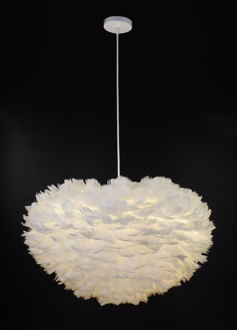 Люстра подвесная с перьями на 3 лампочки 26705 Белый 40-120х60х60 см. Sunnysky (365726892)