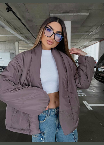 Коричнева демісезонна стильна асиметрична куртка Vakko