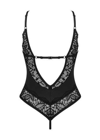 Чорний демісезонний боді мереживне з вирізом bellastia otwarte Obsessive