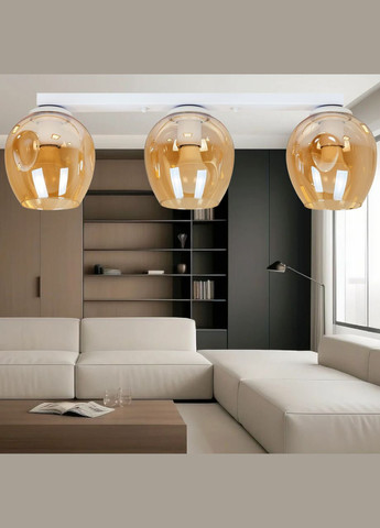 Біла стельова люстра з кавовими молекулами на 3 лампи (56-XPR0231F-3 WH+BR 500) No Brand (370072397)