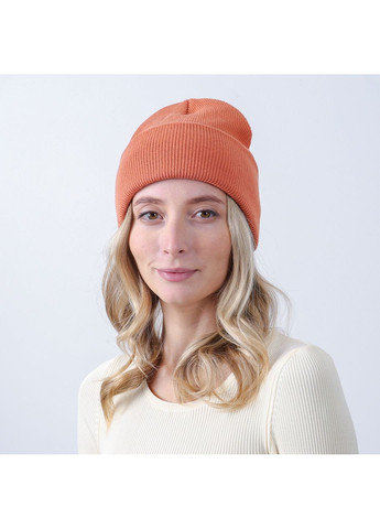 Шапка бини женская хлопок оранжевая FREYA LuckyLOOK 676-511 (362576577)