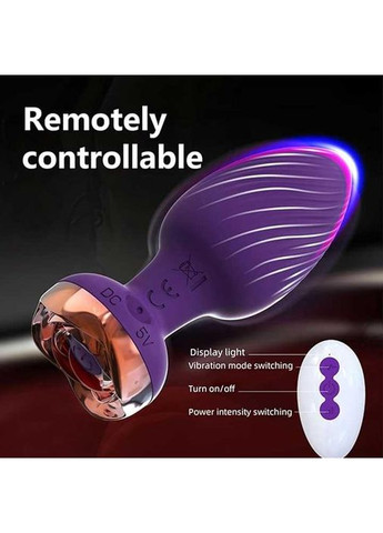 Силіконовий анальний корок із вібрацією Rose з Д/К 3,5*9 см. Анальні іграшки No Brand (370611956)