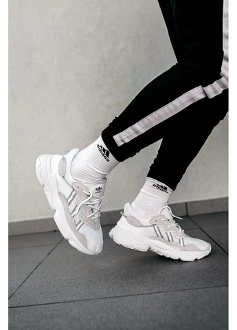 Білі кросівки чоловічі adidas ozweego adiprene pride beige white 2 адідас озвіго білі демісезон No Brand
