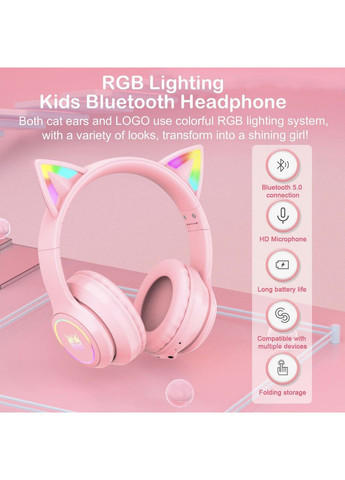 Бездротові ігрові навушники з котячими вушками B90 з підсвічуванням RGB Навушники для стримінгу Onikuma (349824400)