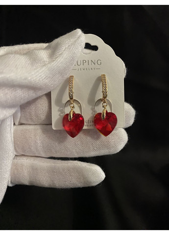 Серьги кристальное сердце золотого цвета 36187 No Brand (370940743)