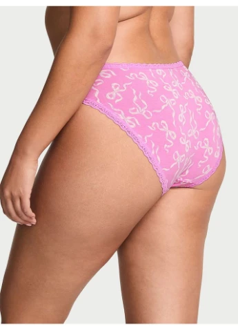 Трусики-бікіні жіночі бавовняі Lace-Waist Bikini Panty бузкові Victoria's Secret (401236602)