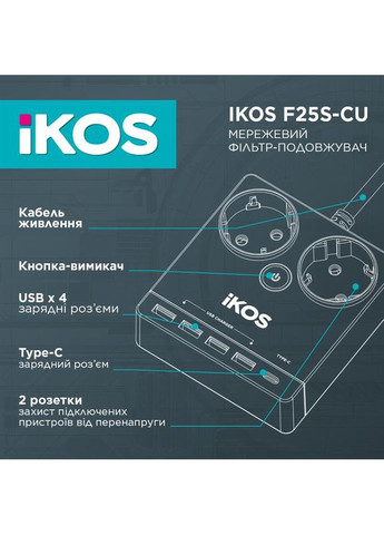 Фильтр-удлинитель F25S-CU Black (0006-CEF) Ikos (370615417)