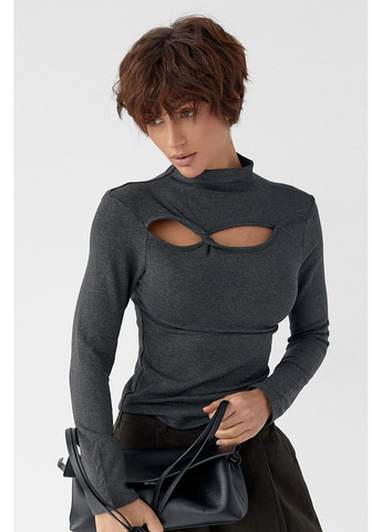 Трикотажный однотонный лонг с переплетом Lurex (370395908)