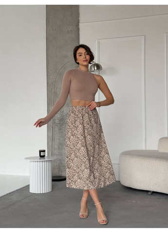 Бежевая кэжуал с анималистичным узором женская юбка меди с принтом Україна