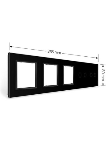 Рамка 5-постовая для двух 2-сенсорных выключателей и трёх розеток (2-2-0-0-0), закалённое стекло, чёрная, 365×80 мм Livolo (370971239)