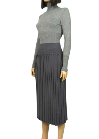 Серая кэжуал трикотажная плиссированная юбка-карандаш mw-ks-1613-1 коричневый Forza Viva