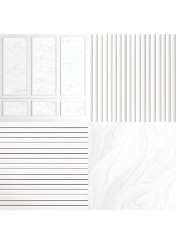 Виниловый фотофон 3D для съёмки, классическая панель и белая рейковая стена, пол белая доска, 60×60 см, №58352 PhotoVinyl (354365619)